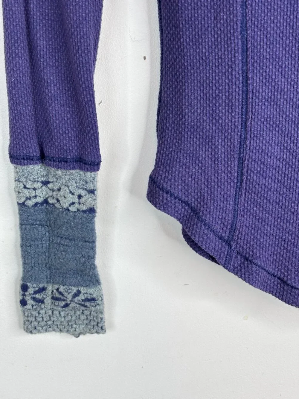 Free People Rosey Cuff Thermal Top S Purple Boho ASO ALT Elena Gilbert Ski Y2K
